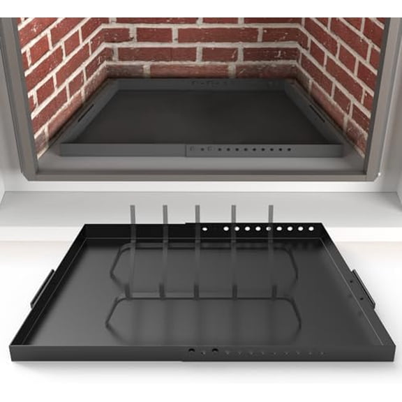 Expandable Fireplace Tray, Galvanized Steel Fireplace Ash Tray with Handles for Collecting Ash, Adjustable Up to 31.5" Ember Holder Fireplace Ash Pan, Black, Trapeziform$$Plumbing & HVAC