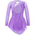 thumbnail image 2 of Miaeowve Kids Girls Long Sleeve Shiny Ballet Dance Dress Tutu Skirted Leotard Figure Ice Skating Light Purple 14, 2 of 5