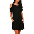 thumbnail image 3 of Vestido De Mujer, Vestido De Mujer De Manga Corta Cuello Redondo Negro Para Fiesta, 3 of 8