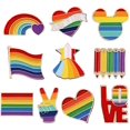 thumbnail image 1 of Paquete de 10 pines de arco iris, pin de orgullo, pines para ropa, insignia de orgullo, pin de esmalte de bandera lesbiana, pin de solapa, insignia de arco iris Fokelyi WLJ-5100, 1 of 4