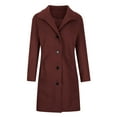 thumbnail image 5 of ZQUUVOU Men's Fall Trench Coat Solid Mid Length Wool Blend Coat Lapel Collar Button Front with Pockets for Formal Casual Burgundy, 5 of 7