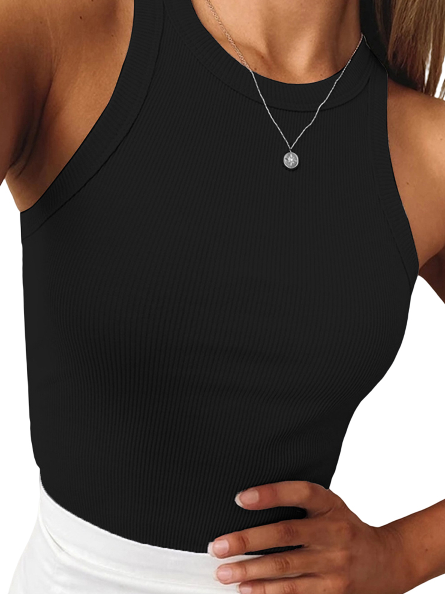 Julycc Women Ribbed Cami Tank Tops Casual Basic Camisole Sleeveless T