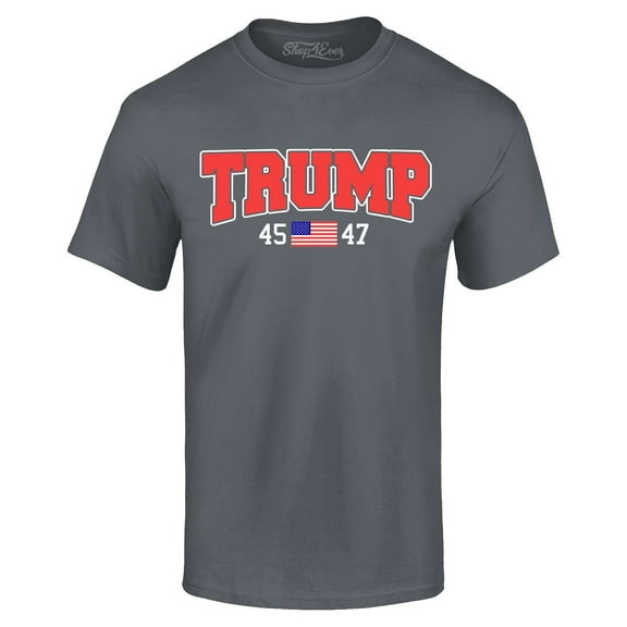 Shop4Ever Men's Trump 45 47 American Flag USA President Donald Trump Graphic T-shirt Large Charcoal