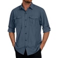 thumbnail image 2 of Men's Quick Dry Long Sleeve Shirt UPF 50+ Sun Protection Lightweight Breathable Fishing Hiking Casual Daily Camping Outdoor Travel Athletic Top with Pockets | TOPLIU,Blue XL, 2 of 9