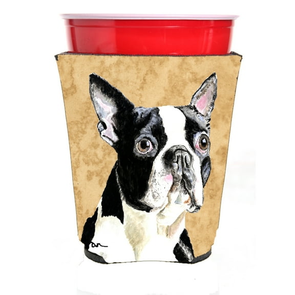 Carolines Treasures SC9140RSC Boston Terrier Red Solo Cup Beverage Insulator Hugger Red Solo Cup multicolor