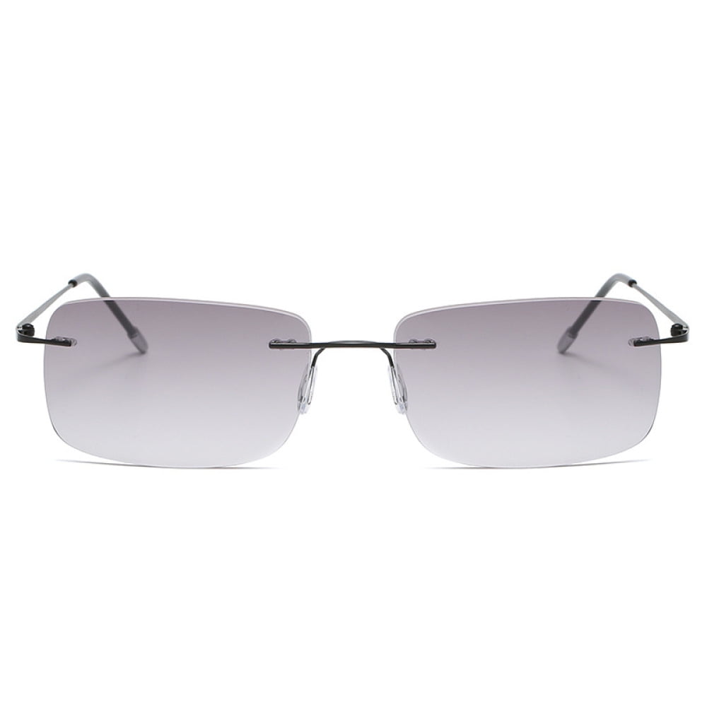 2 Pairs of Men Rimless Rimless BIFOCAL Sunglasses Rectangle Black Reading Glasses 4.00 Oversized Metal Shades Readers +4.00 UV