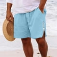 thumbnail image 2 of DDAPJ pyju Birthday Gifts! Mens Casual Beach Shorts Side Zip Fashion Summer Shorts Loose Fit Straight Leg Shorts with Pockets Light Blue XXL, 2 of 7