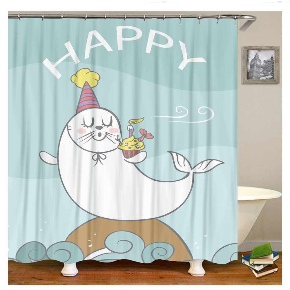 Shower Curtain 71 x 71 Inch Funny Sea Creatures Bathroom Decor Funny