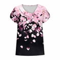 thumbnail image 4 of Charella Floral Printed Tops for Women V Neck Button Petal Short Sleeve Shirts Casual Clothes Loose Tunic Blouses (M, Pink), 4 of 7