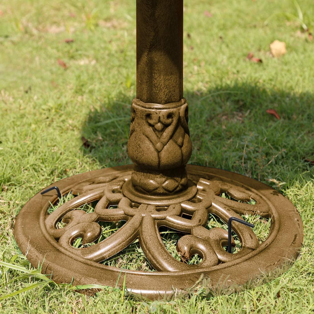 SPECSTAR Bird Bath, Polyresin Antique Outdoor Golden Garden Birdbath and Solar Powered Round Pond Fountain Combo Set