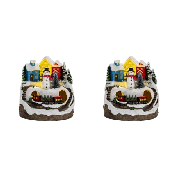 Advancent Resin Figurines Decorative Christmas Statues for Restaurant Bedroom Holiday Muñeco de nieve 2Conjunto