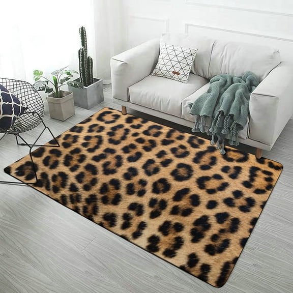 Brown Leopard Print Carpet Rug for Home Living Room Bedroom Sofa Doormat Decor Area Rug Non-slip Mat