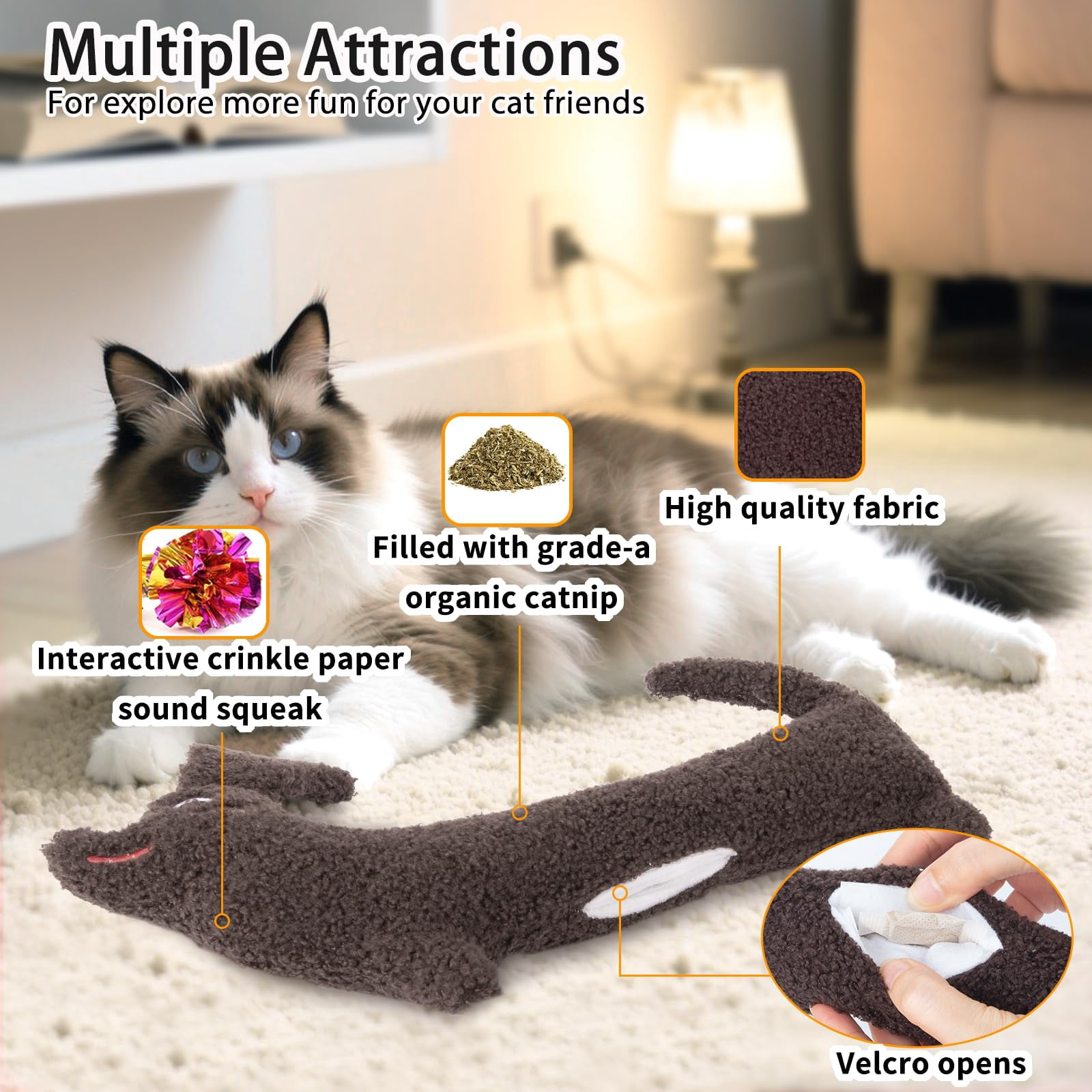 Catnip Cat Toys, 5 Pack, Plush Cat Nip Toys for Indoor Kitten Kitty, Interactive Cat Kicker Chew Safe Teeth Cleaning Toys, Fun Vegetable Shape