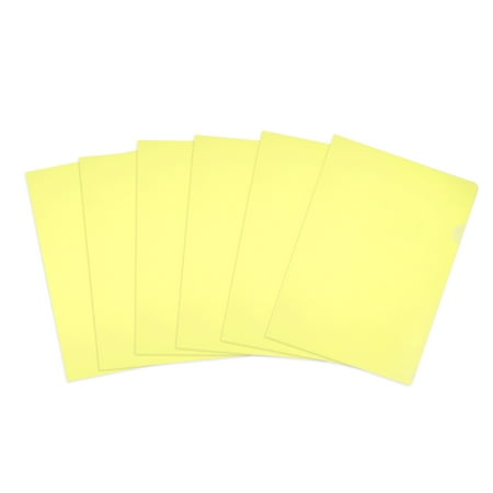 Uxcell 6 Pack L-Type Plastic Folders, Letter Size Clear Folders for Documents, Yellow