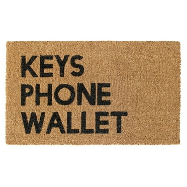 Rugsmith Black Machine Tufted Keys Phone Wallet Doormat, 18" x 30"
