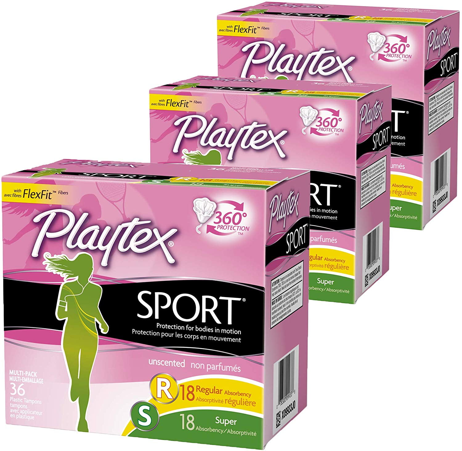 Playtex Sport Plastic Tampons, Unscented, Regular/super, 108 Ct
