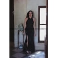 thumbnail image 4 of Vestido de dama de honor negro Sexy cuello redondo Halter vestido de fiesta de noche vestido de satén con abertura alta Spaghetti Club Wear personalizado, 4 of 5