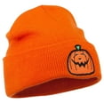 thumbnail image 5 of Halloween Goofy Jack o Lantern Embroidered Long Beanie - Orange OSFM, 5 of 5
