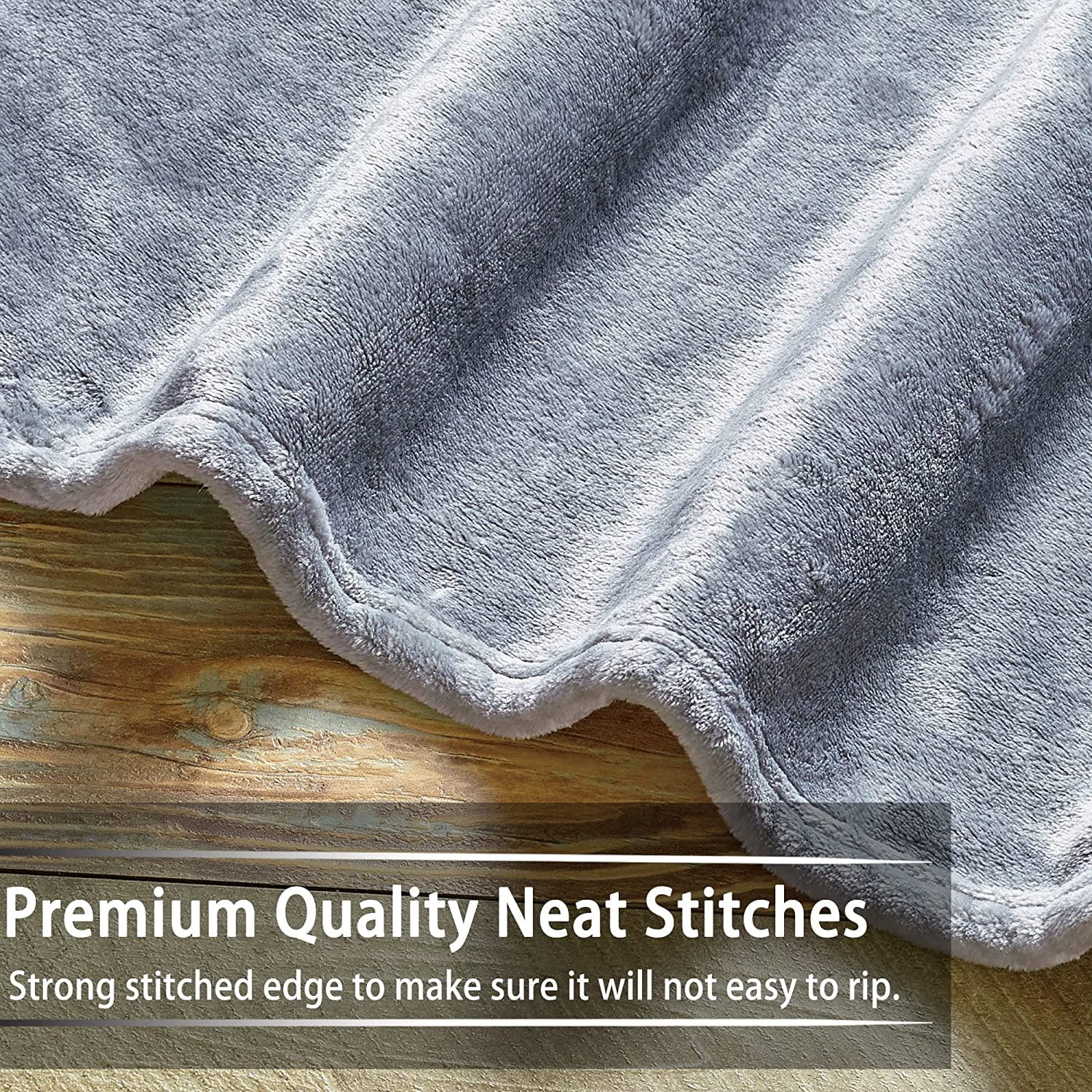 Flannel Blankets Lightweight Soft Fuzzy Plush Fleece Blanket All Season for Couch Sofa Bed 60x80 Grey