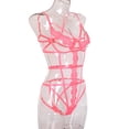 thumbnail image 3 of Mono de lencería sexy body de vendaje erótico de encaje de flores huecas, S, rosa AweSitey XX000114-03, 3 of 7