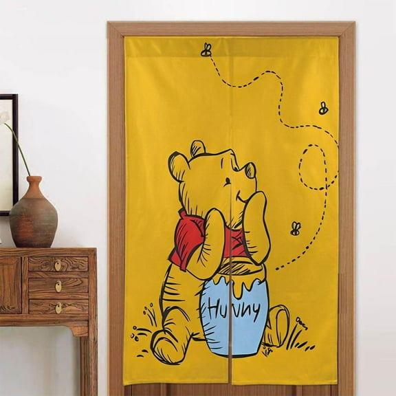 Cartoon Winnie The Pooh Door Curtain Is Suitable for Kitchen Adult Children And Room Partition Shading Home Decoration 86x143cm