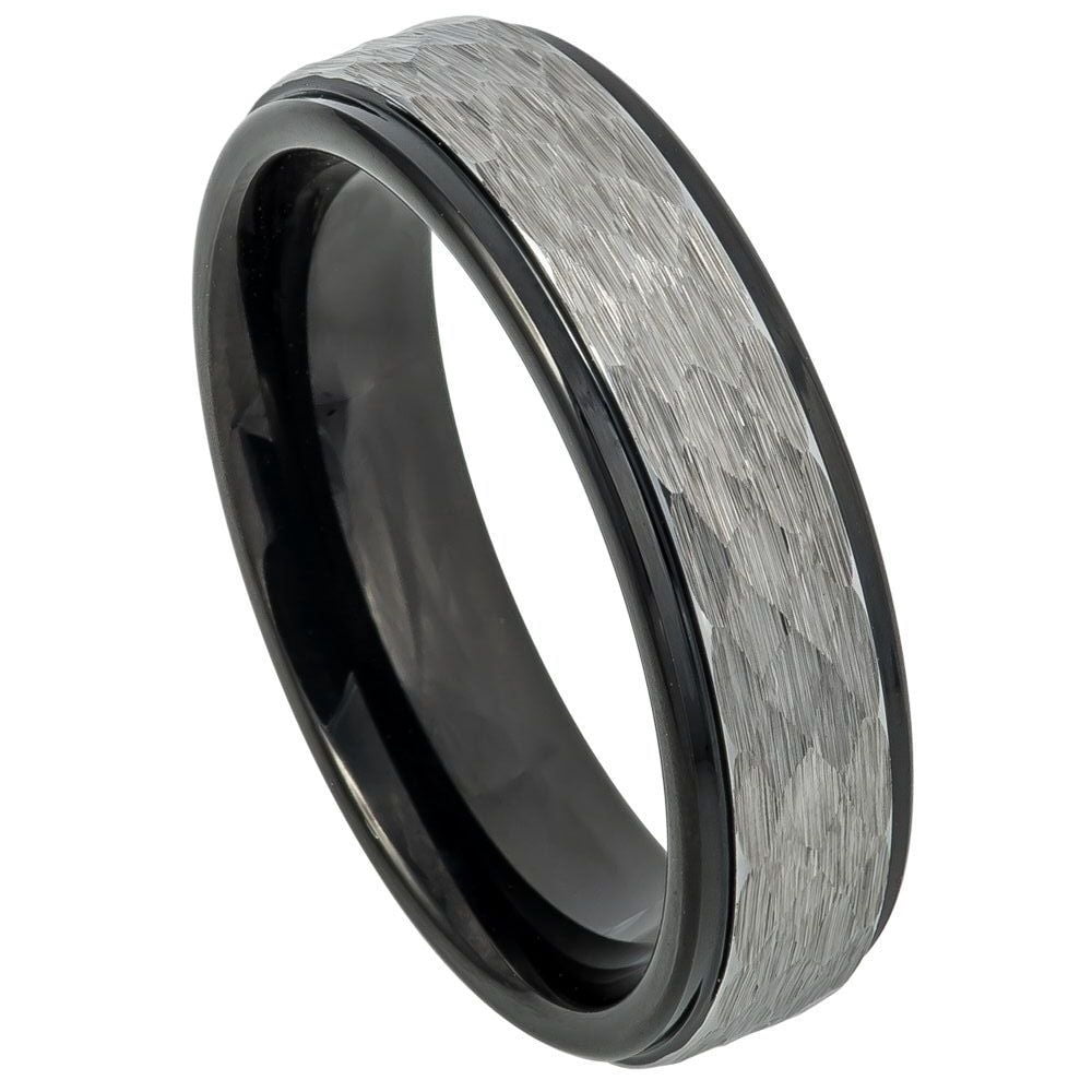Stepped Inner Edge Custom Personalized Engraving Wedding Band Ring Set for Him & Her - 6mm ...