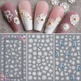 thumbnail image 1 of Flower Nail Art Sticker Decals 5D Hollow Exquisite Pattern Nail Art Supplies Self-Adhesive Luxurious Nail Art Decoration White Feather Lace Flower Lea, 1 of 4