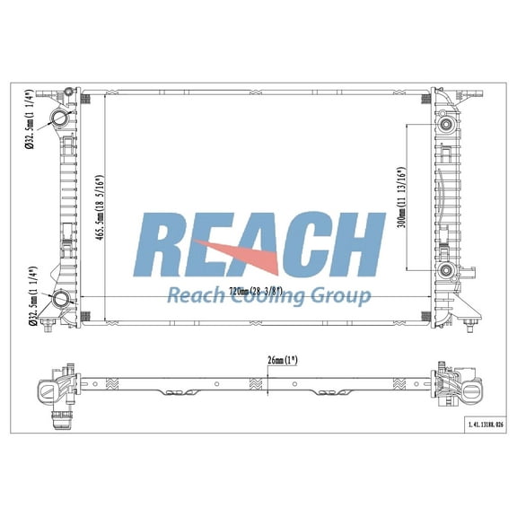 REACH 41-13188 Radiator for A4 / A5 / QUATTRO 09-10, Automotive Radiator Replacement Part