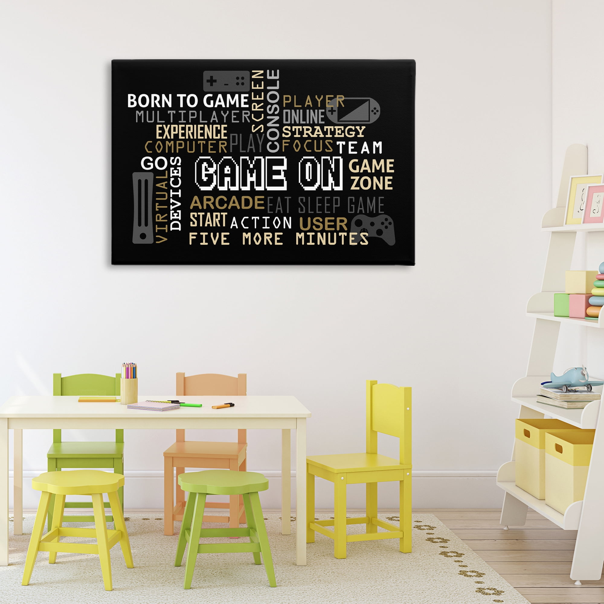 Stupell Industries Game On Gamer Typography Canvas Wall Art, design by Kim Allen