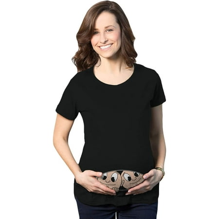 

MeiGuiSha Maternity Peeking Twins T Shirt Cute New Baby Announcement Reveal Pregnancy Tee Black XX-Large