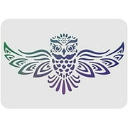 Owl Stencils Wall Decoration Template 11.6x8.3 inch Plastic Large Owl Drawing Painting Stencils Rectangle Reusable Stencils for Painting on Wood Walls Fabric Airbrush