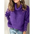 thumbnail image 1 of Hauts en Tricot Ample pour Femmes Grande Taille, Col Bénitier, Manches Longues, 1 of 2