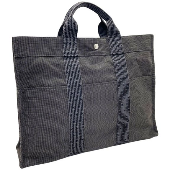Pre-Owned Hermes Tote Bag Air Line MM Nylon Canvas Grey HERMES Men's Women's Unisex... (Good)