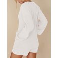 thumbnail image 2 of xiaxaixu Women’s Ribbed Knit Rompers Long Sleeve Solid Color Button Down Jumpsuit Shorts Loungewear, 2 of 9