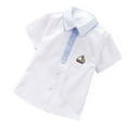 thumbnail image 1 of LUOGENLI Chemises pour Garçons en Denim Midi Été Petite Chemise Décontractée à Manches Courtes pour Enfants avec Col Rond et Imprimé à Pois Ronds sur le devant Adaptée pour la Voile Gris Clair Taille 4-5 Ans, 1 of 3