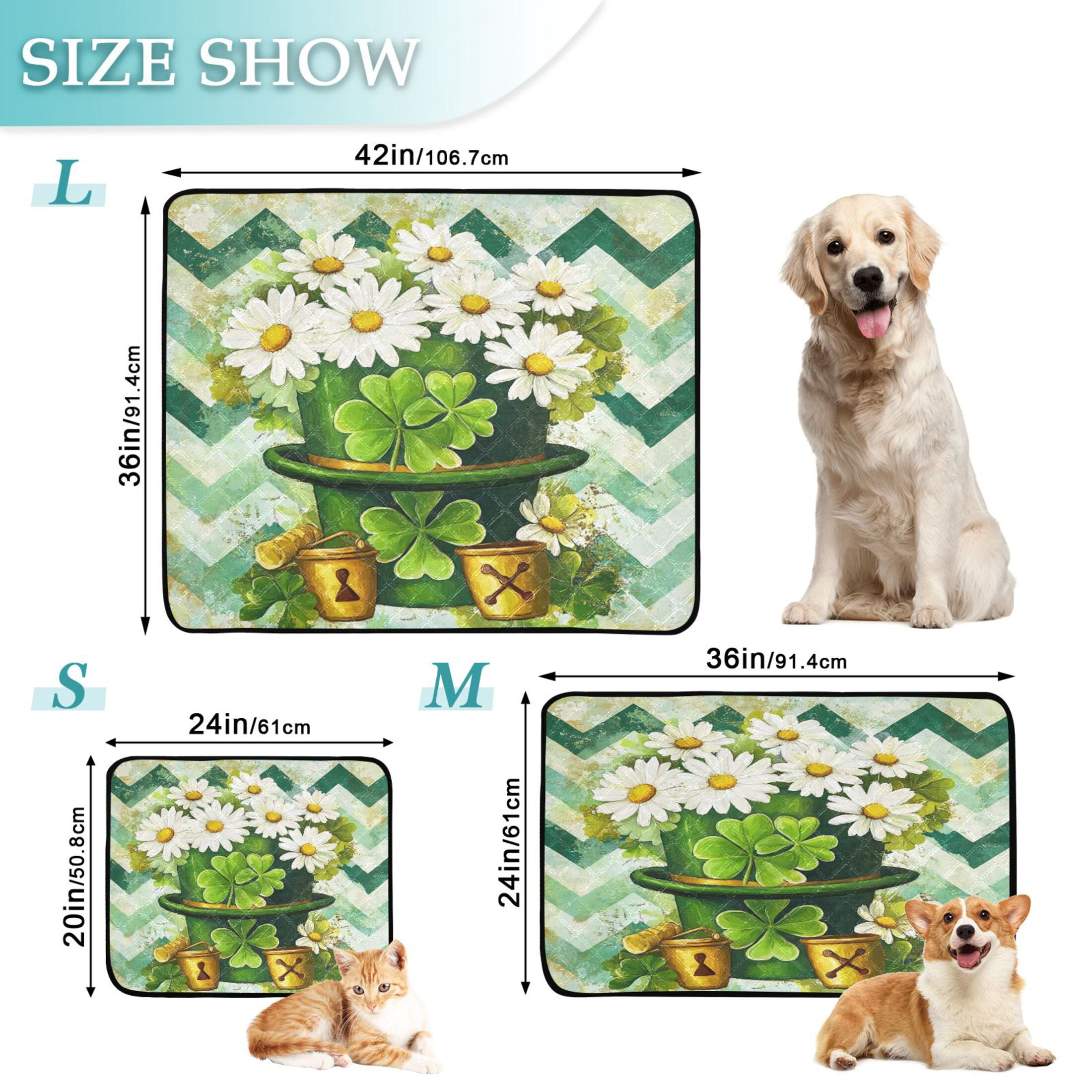 Qxltty St Patricks Daisies Hat Cat litter Pads Pet Set of 3 Diaper Mats Center Anti-leakage Layer Absorbent Soft and Comfortable