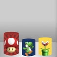 thumbnail image 5 of Fondo con temática de Super Mario Bros, cubiertas redondas, fondo para fiesta de cumpleaños de niños, decoración para baby shower, pedestal cilíndrico, pancarta elástica, 5 of 5