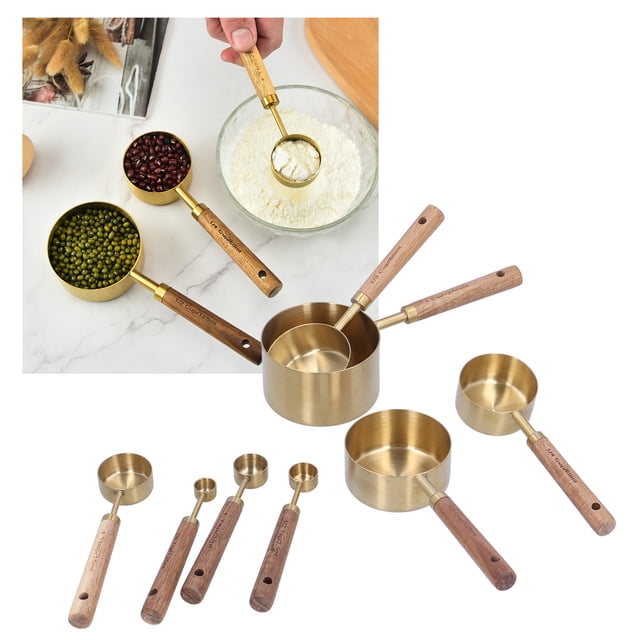 Measuring Spoon, Measuring Cup Set 8Pcs Artificially Polished Classic Fashionable For Taking Coffee For Cooking For Milk Powder