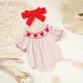 thumbnail image 2 of ZEHJUHAN Baby Girl's Short Sleeve Romper, Pink Polka Dot Onesie with Heart Embroidery & Ruffle Trim Pink，0-3M, 2 of 8
