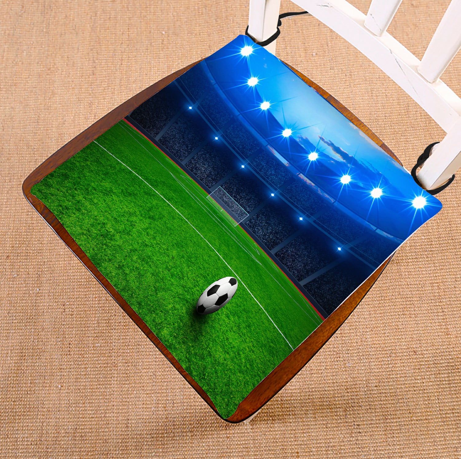 ABPHQTO Soccer Ball On Green Stadium Chair Pad Seat Cushion Chair