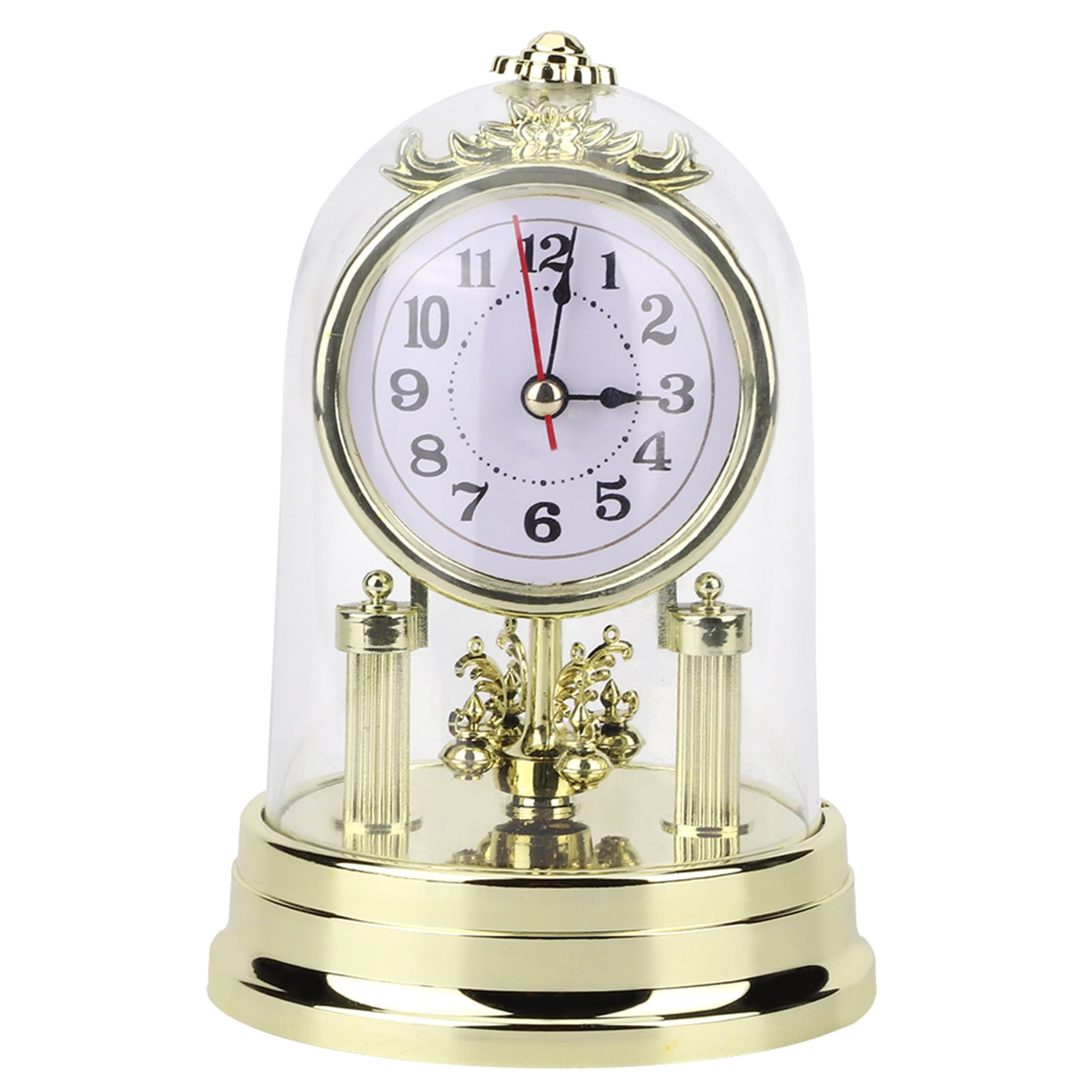 Antique Clock,Desk Clock Vintage Retro Plastic Table Clock with Pendulum for Living Room Home Decorative,Gift,Battery Operated,White 