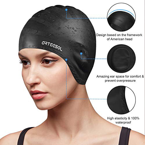 Comfortable Fit Bath Hat for Long Hair and Short Hair arteesol Swimming Cap for Children Boys and Girls Waterproof Swimming Headphones for Children 