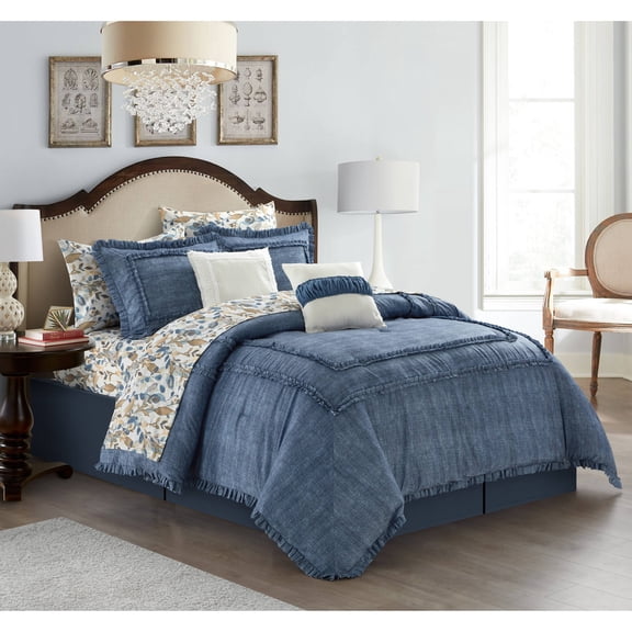 Nanshing Freida 10 Piece Denim Comforter Set Queen