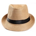 thumbnail image 5 of Sunhat Women Men Fashion Summer Casual Trendy Beach Sun Gangster Cap Straw Fedora Sun Hats Straw Cowboy Hats Straw Sun Hat for Women Mens Straw Hat Fedora Hats Roll Up Straw Panama Hat, 5 of 7