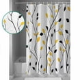 thumbnail image 3 of 72x78 Inch Shower Curtain Yellow Black Leaves Bathroom Decor Waterproof Fabric Bathtub Bath Curtains Decorative Pastoral Branches Botanical Extra Long Shower Curtain Set with Hooks, 3 of 6