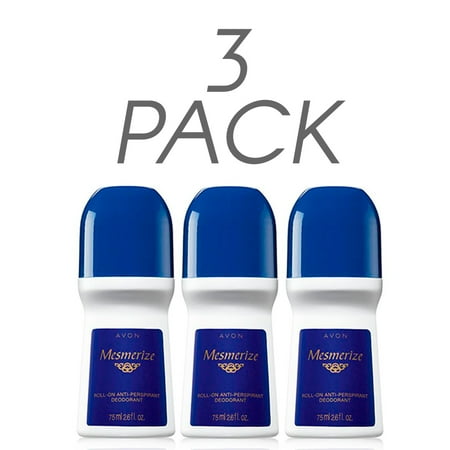 - Avon Deodorant Men's Roll-on Mesmerize, Quick-drying, Non-whitening, Anti-stain formula, 24-Hour Odor and Wetness Protection, 2.6oz/75ml. Pack of 3