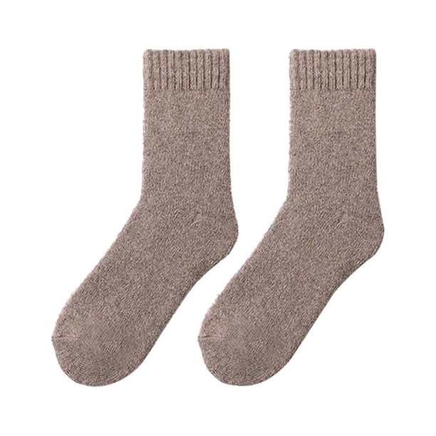 sweethay 1 par de calcetines de mujer de tubo medio Otoño Invierno cálido transpirable suave trabajo de oficina Casual nieve térmica Medias Caqui