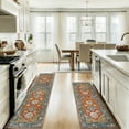 thumbnail image 6 of MeyJey Vintage Kitchen Rug Set, 3 Piece Non-Slip Kitchen Mat Machine Washable Runner Rug for Home Floor and Living Room, Red/Taupe, 6 of 15