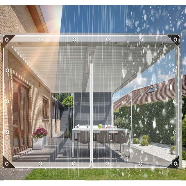 Bâche Transparente pour Enceinte de Patio, Rideaux en PVC Imperméables pour Pavillons avec Double Fermeture Éclair, Bâches Transparentes d'Extérieur, Rideaux à Fermeture Éclair pour Porte