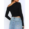thumbnail image 3 of Scacto Women's Long Sleeve Off The Shoulder Tops Going Out Crop Tops Casual Y2K Slim Fit T-Shirts, 3 of 6